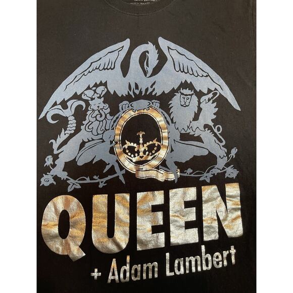 Queen/Adam Lambert Concert T Shirt Band Graphic Tour Black Size Medium - Picture 4 of 9